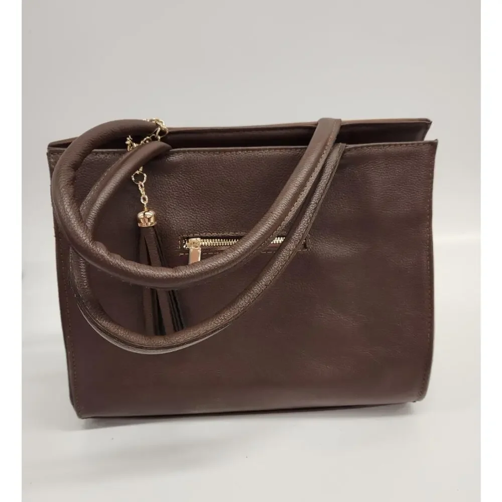 QUINCY BOOTS NWT 100% GEN LEATHER TOOLED SATCHEL BAG